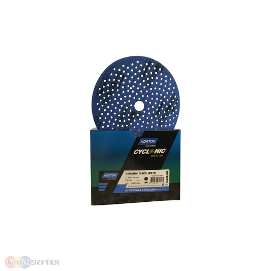 Dischi abrasivi ceramici Norton Cyclonic da 150 mm con foratura multiforo per aspirazione, varie grane — immagine 2 di 8