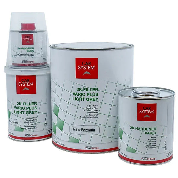 Fondo bicomponente Car System 2K Filler Vario Plus ad alto spessore, grigio chiaro
