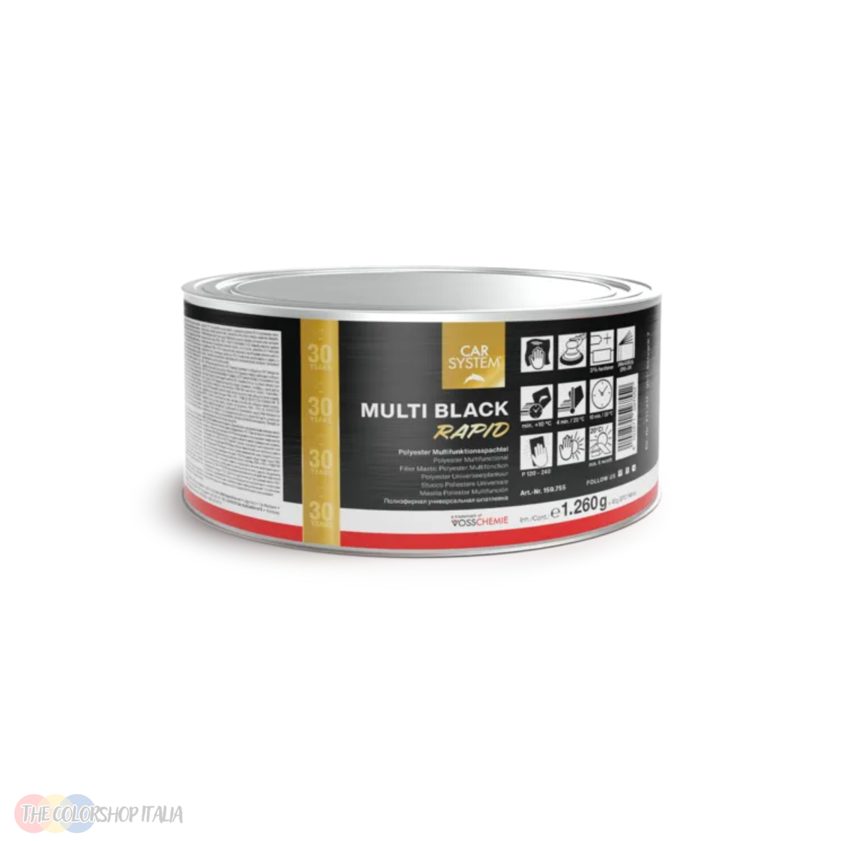 Stucco poliestere bicomponente rapido Car System Multi Black Rapid con effetto spia