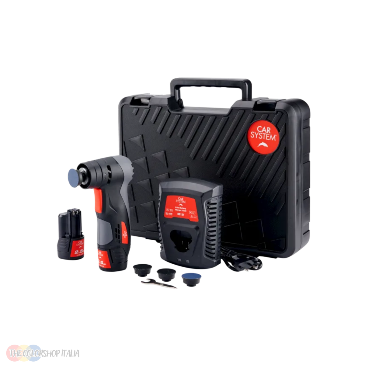 Kit mini levigatrice rotorbitale a batteria Car System con orbita da 3 mm per riparazioni localizzate