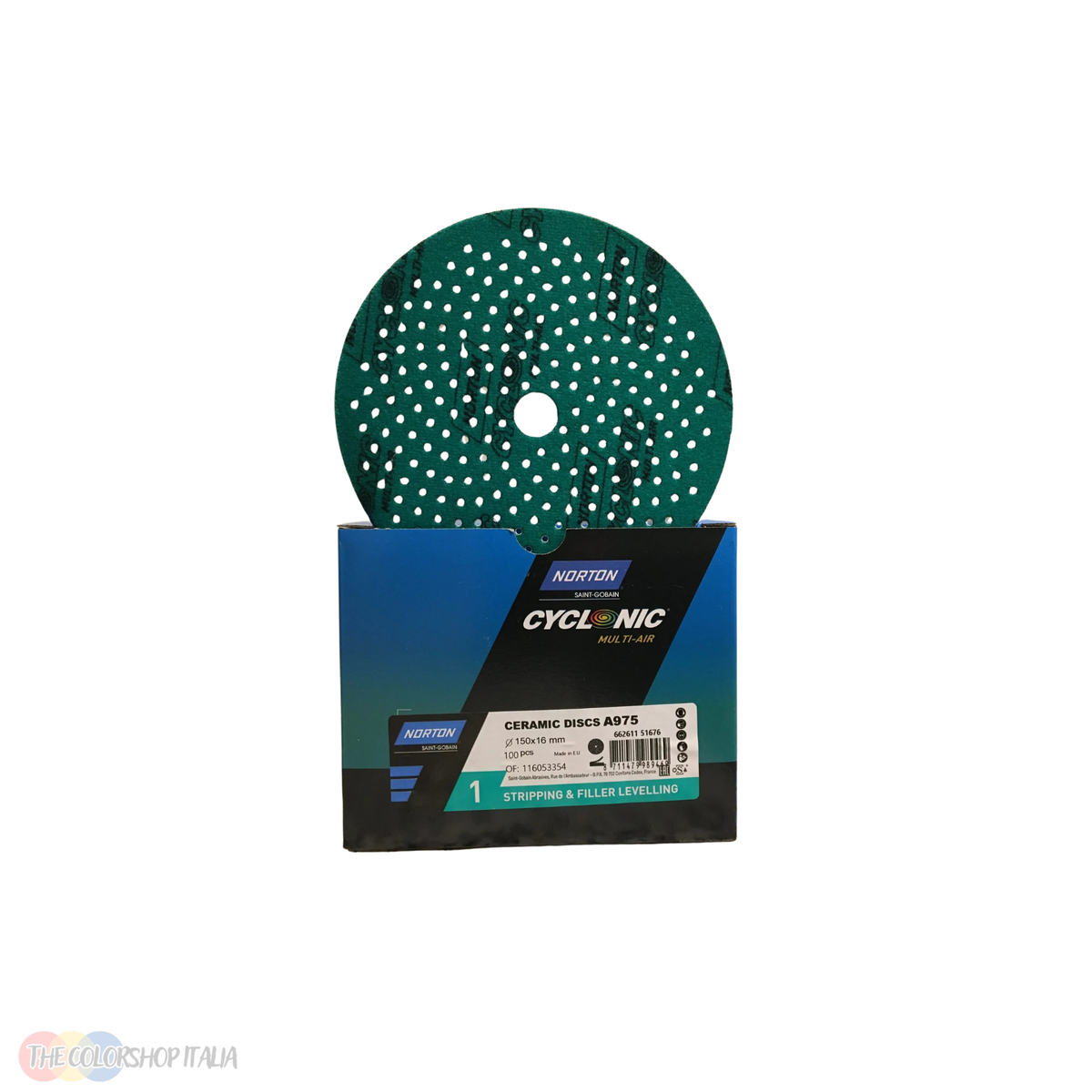 Dischi abrasivi ceramici Norton Cyclonic da 150 mm con foratura multiforo per aspirazione, varie grane — immagine 3 di 8