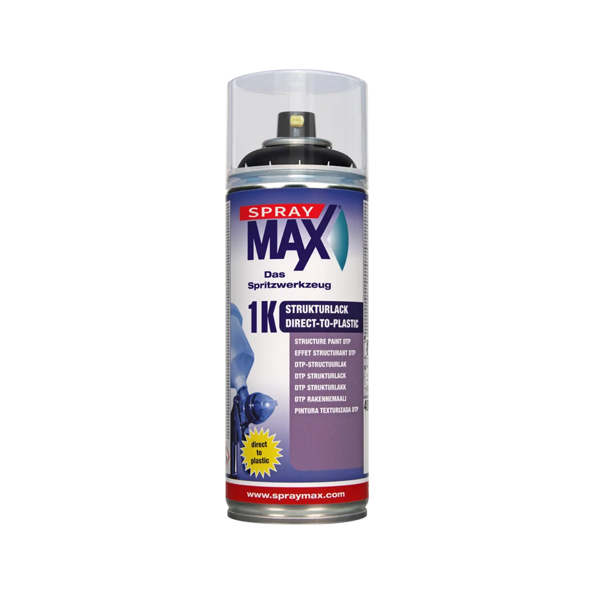 Spray texturizzato SprayMax nero ad adesione diretta su plastica per superfici strutturate — immagine 1 di 2