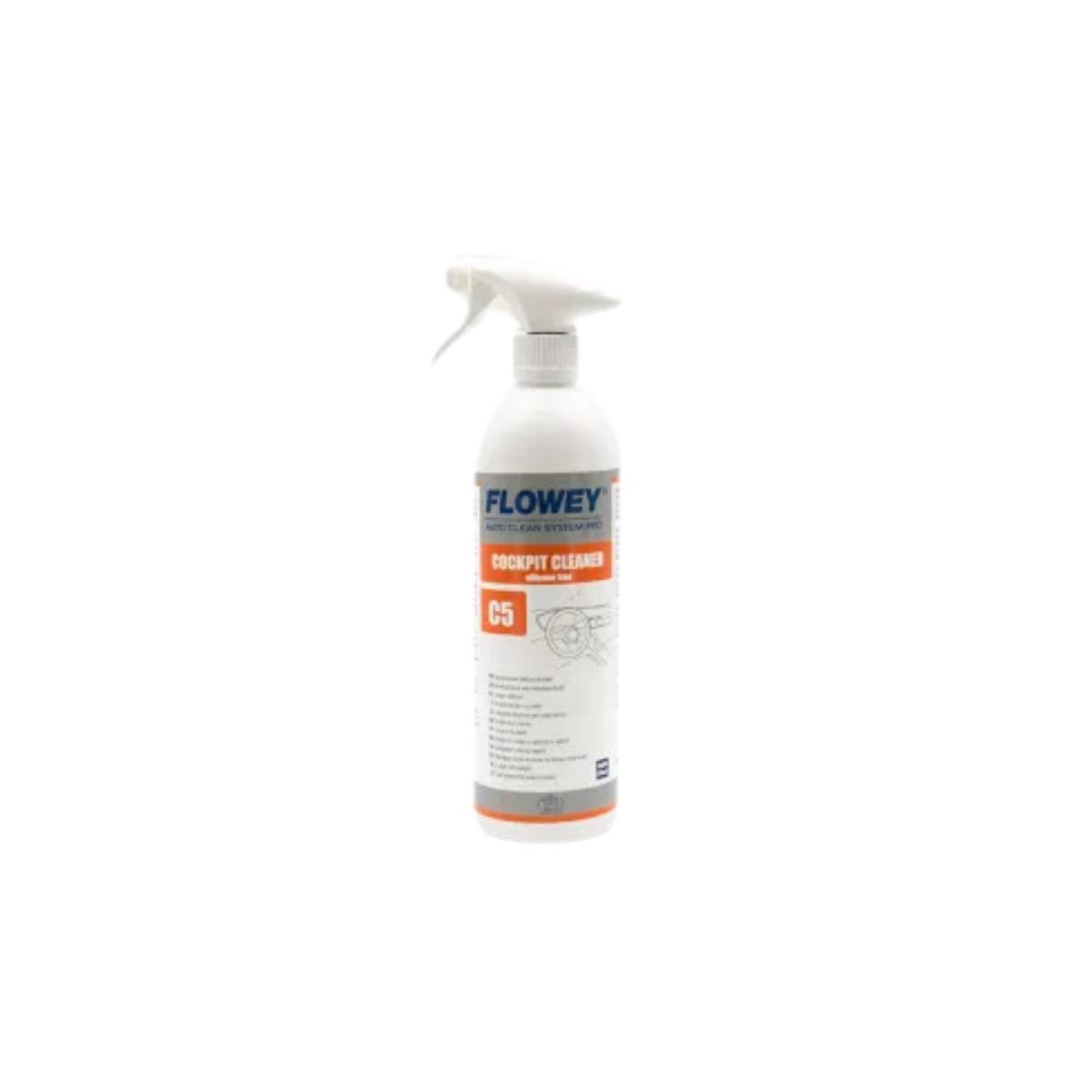 Detergente Flowey Cockpit Cleaner C5 senza silicone per cruscotti e plastiche interne dell'auto