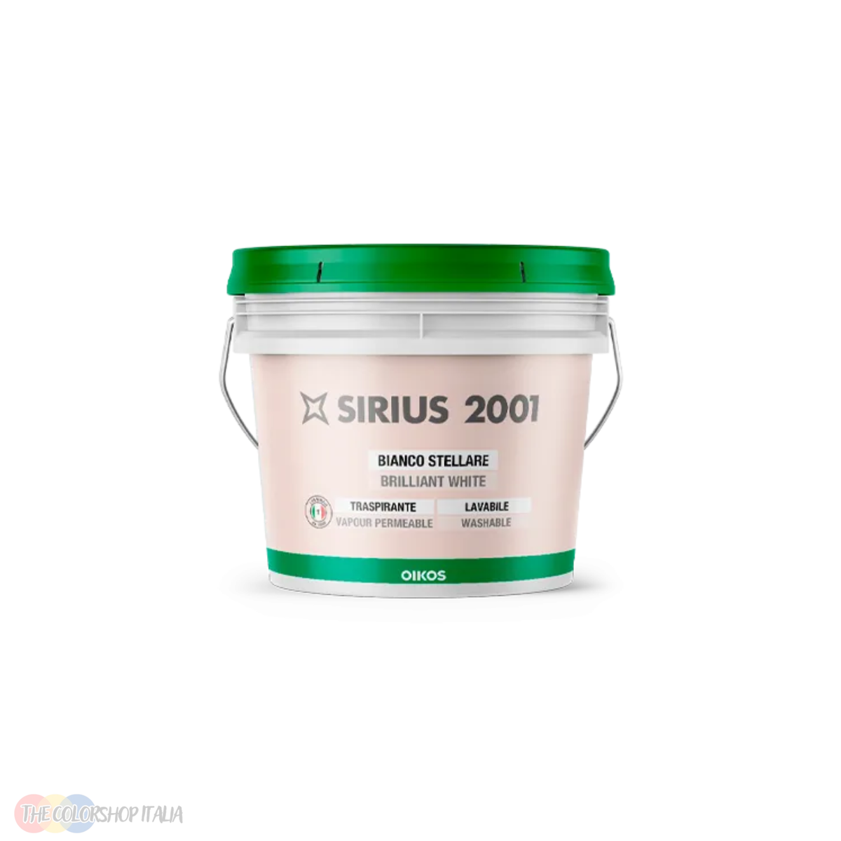 Pittura traspirante per interni Oikos Sirius 2001 con ottimo punto di bianco