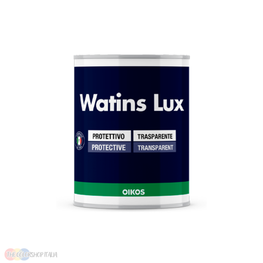 Vernice protettiva trasparente acrilica monocomponente Oikos Watins Lux per interni