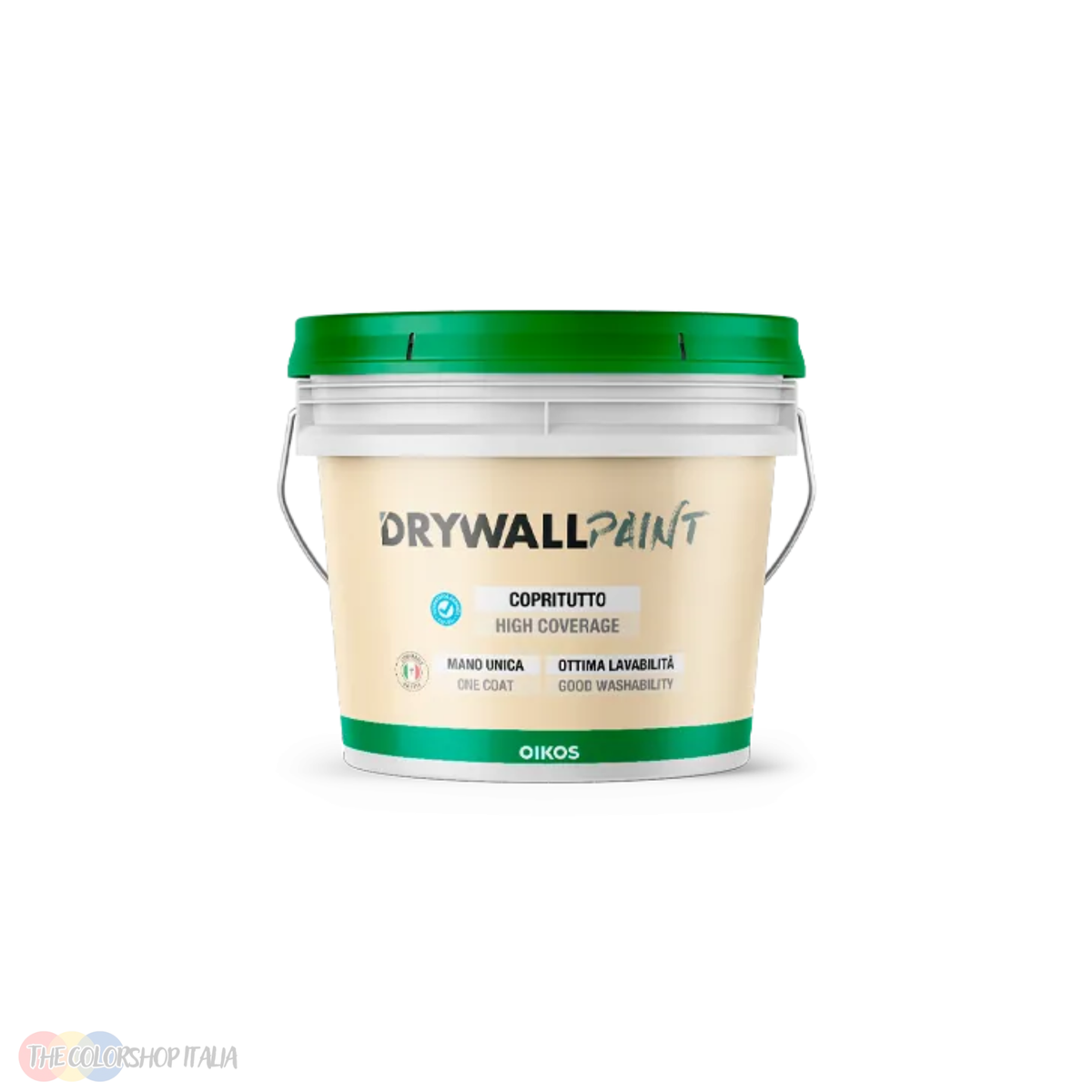 Pittura supercoprente Oikos Drywall Paint ad alto aggrappaggio su cartongesso