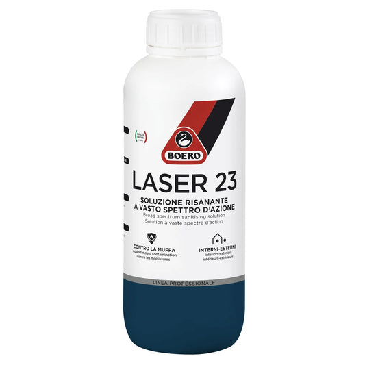 Soluzione risanante Boero Laser 23 per il trattamento delle pareti interne colpite da muffa