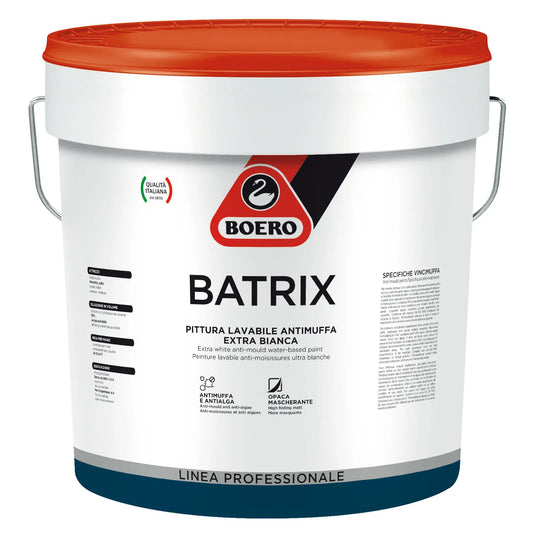 Pittura lavabile antimuffa bianca Boero Batrix per ambienti interni umidi