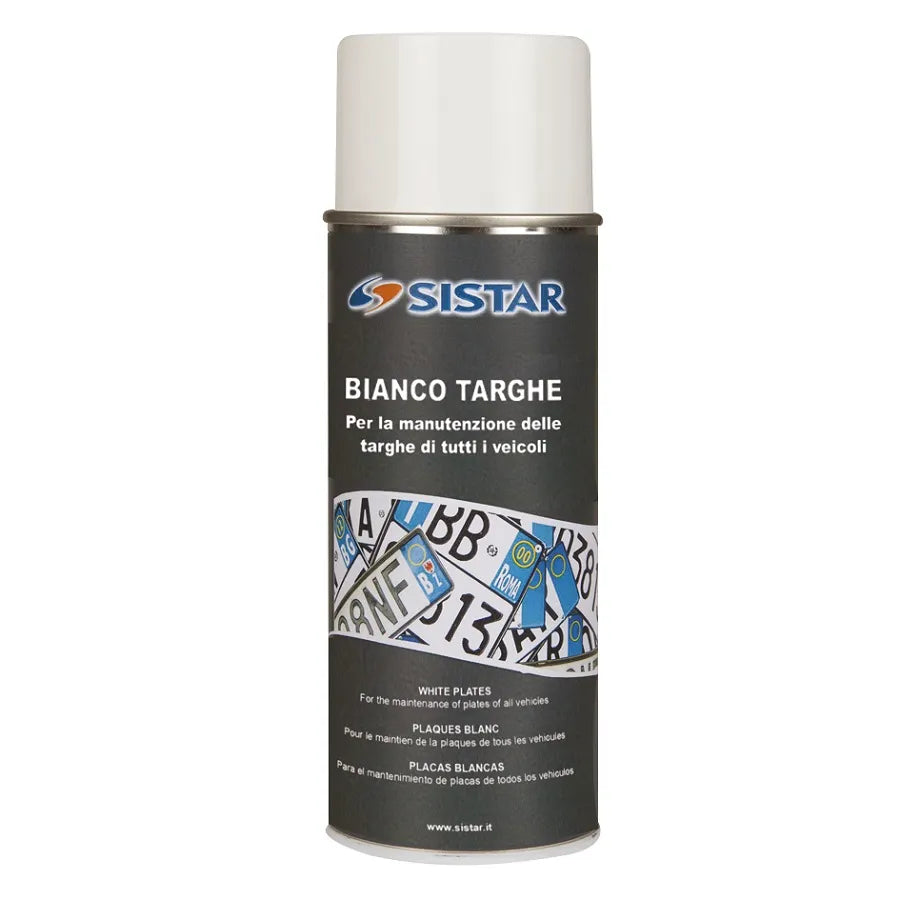 Spray Sistar bianco targhe per il ripristino del fondo bianco delle targhe