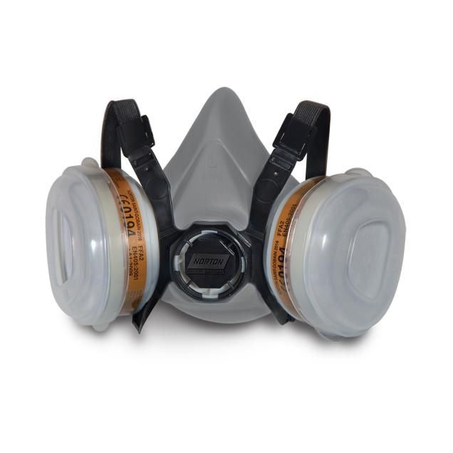 Semimaschera Norton ai carboni attivi con doppia cartuccia FFA A2P2 per vapori di solvente