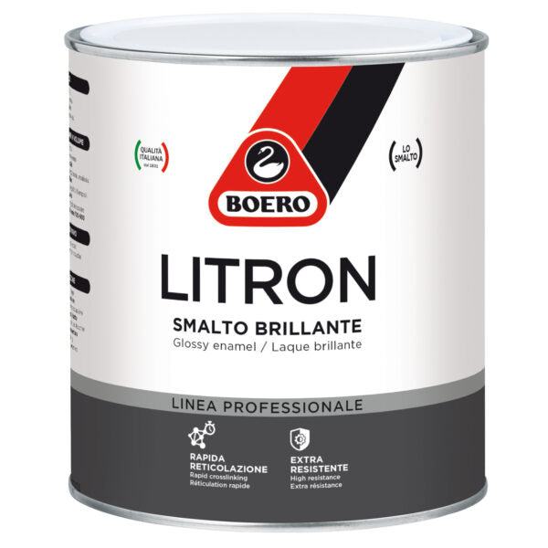 Smalto brillante Boero Litron per la finitura protettiva di ferro e legno