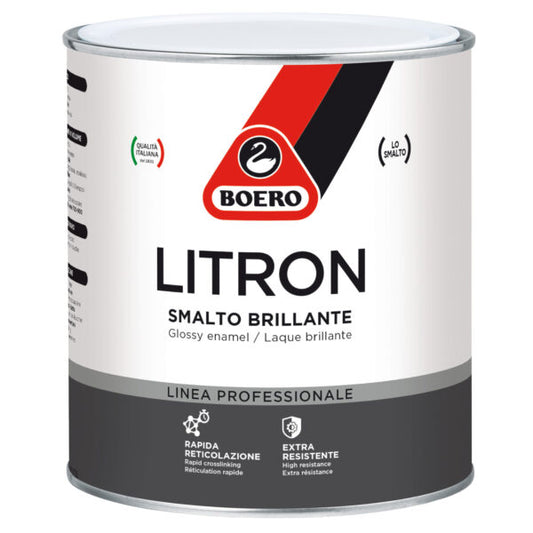 Smalto brillante Boero Litron per la finitura protettiva di ferro e legno