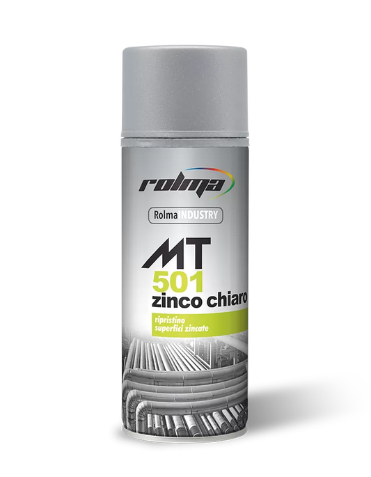 Spray Rolma MT501 zinco chiaro per la protezione anticorrosiva di superfici metalliche
