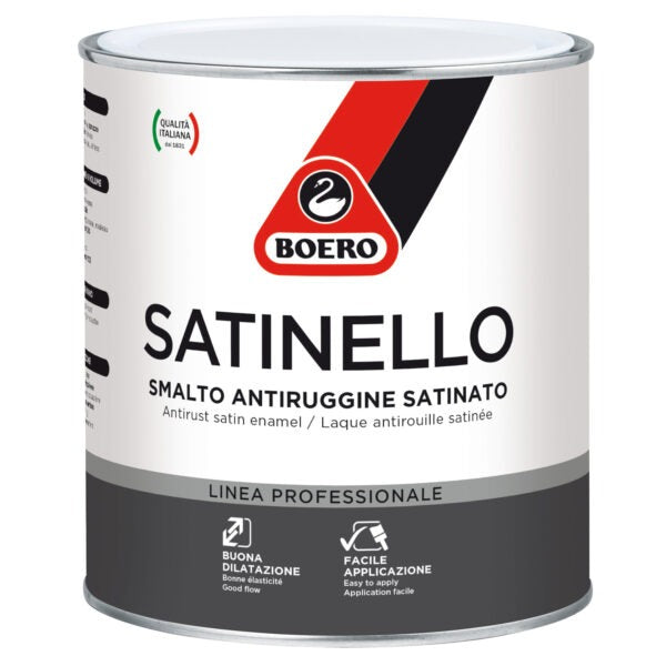 Smalto antiruggine satinato Boero Satinello per la protezione delle superfici in ferro
