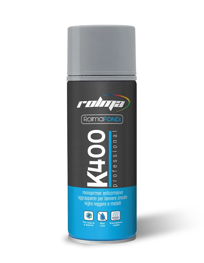 Monoprimer spray anticorrosivo aggrappante Rolma K400 per lamiere e supporti metallici