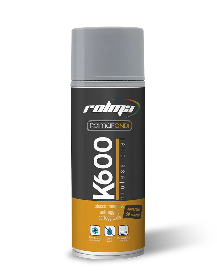 Stucco spray riempitivo antiruggine carteggiabile Rolma K600 per la correzione di difetti