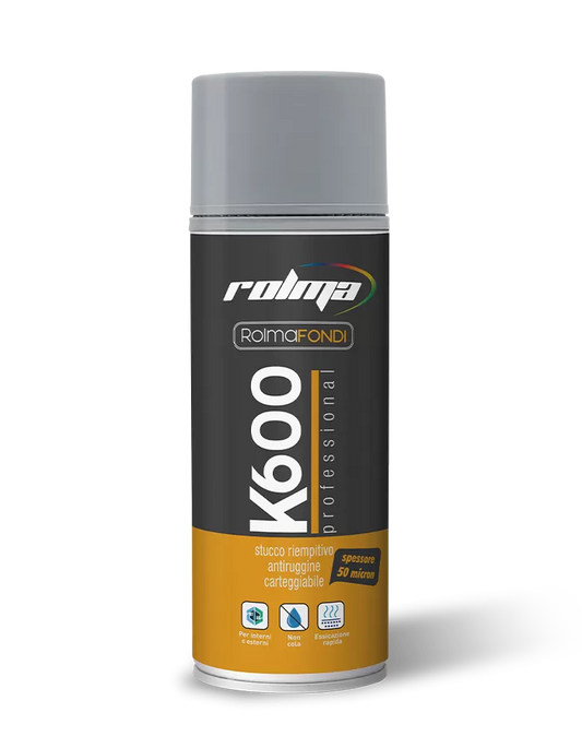 Stucco spray riempitivo antiruggine carteggiabile Rolma K600 per la correzione di difetti