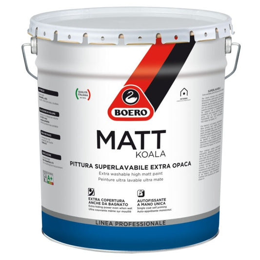 Pittura superlavabile extra opaca bianca Boero Matt Koala per le pareti interne