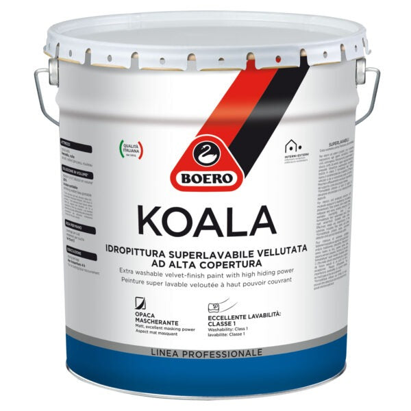 Idropittura superlavabile vellutata Boero Koala ad alta copertura per pareti interne