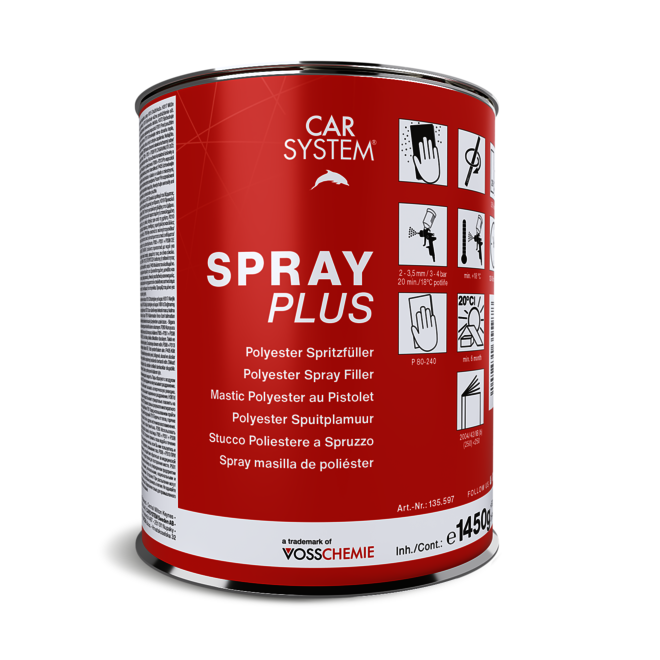 Stucco poliestere spruzzabile Car System Spray Plus per il riempimento di superfici ampie