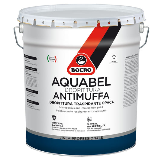 Pittura traspirante antimuffa opaca Boero Aquabel per pareti interne soggette a umidità